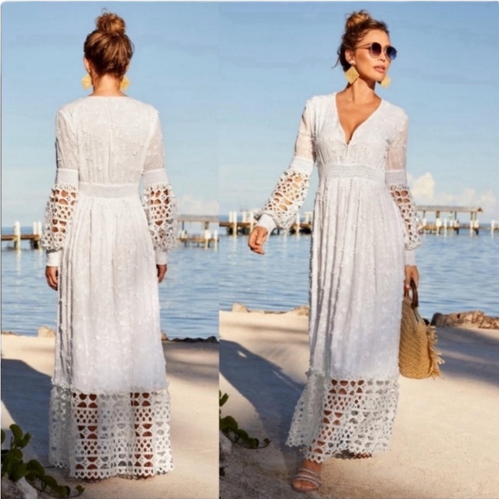 Beautiful Boston Proper Dress, NWOT NEVER WORN, White, long, Size Medium